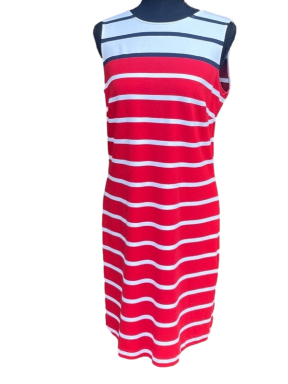 Brooks Brothers Red White Blue Stripes Color Block Sleeveless Dress Size 10